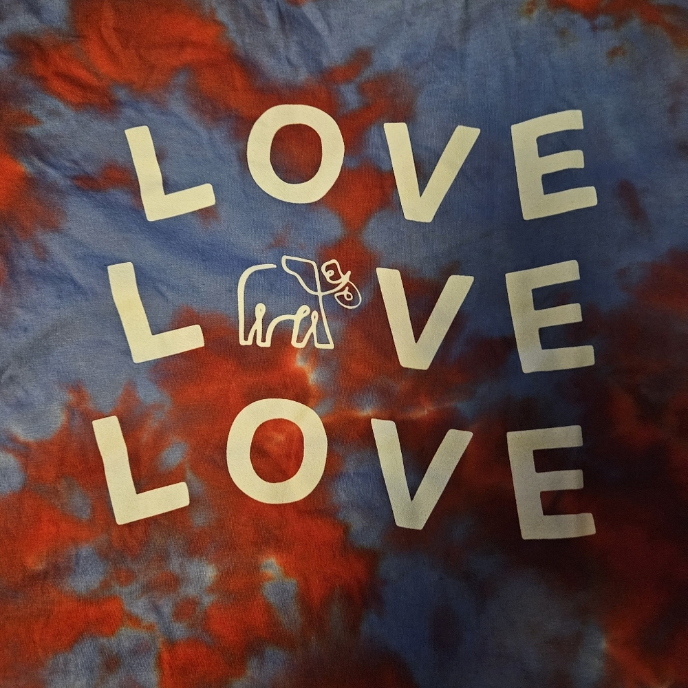 Ivory Ella Blue Red Cloud Tie Dye Long Sleeve Oversized T-Shirt NWT XS RARE FIND